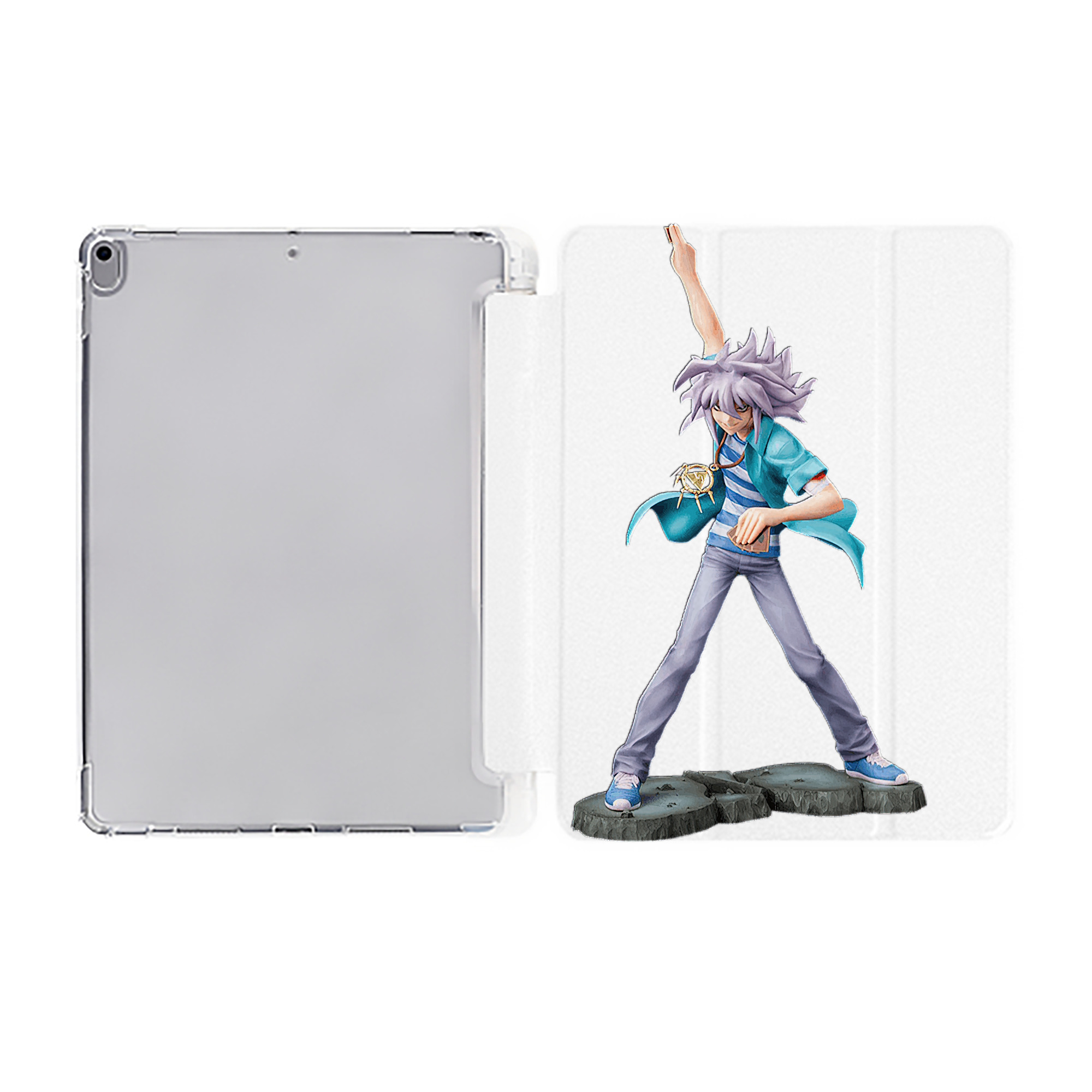 （画像用） 遊☆戯☆王 Yu-Gi-Oh! IPad ケース ペン収納付き 三つ折りスタンド PUレザー×シリコン 対応機種9.5/10.5/10.9インチ